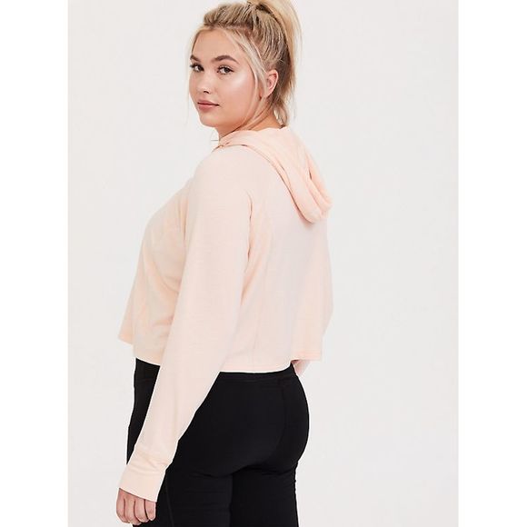 Torrid Light Pink Crop Active Hoodie Size: 00 (10) - Picture 2 of 12